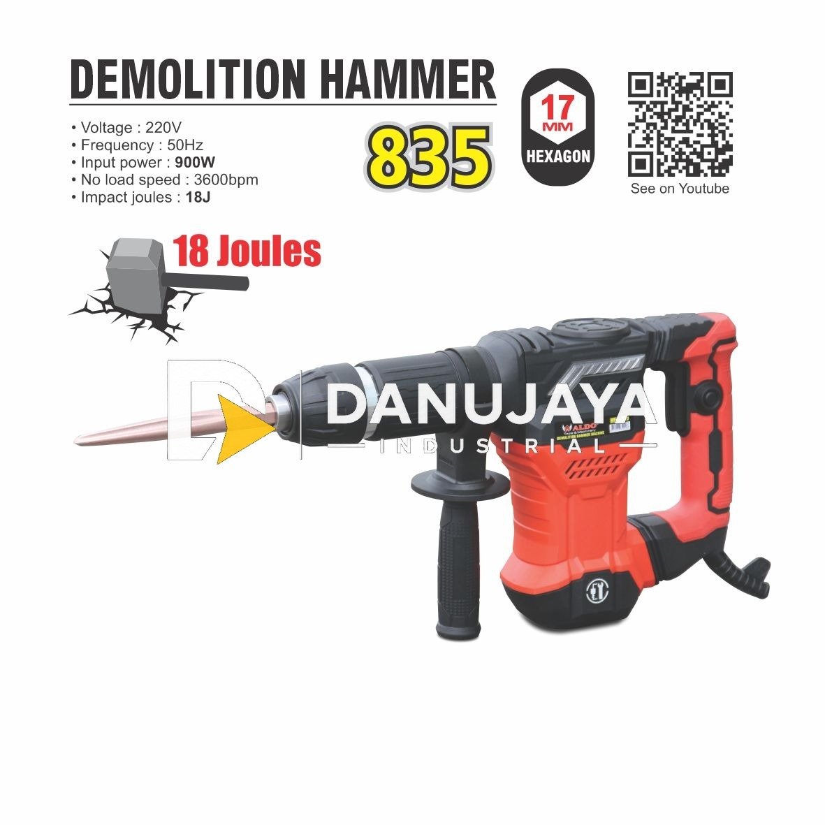 MESIN DEMOLITION HAMMER TYPE : 835 / BOBOK BETON / JACK HAMMER ALDO