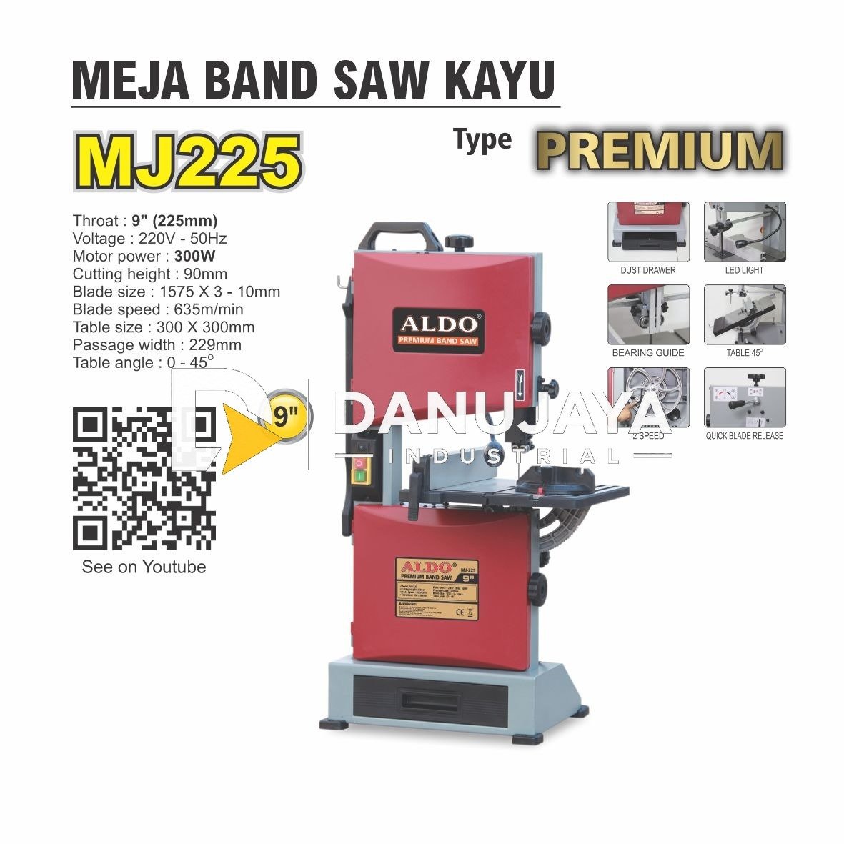 Mesin Gergaji Potong Ukir Kayu / Band Saw Premium 14" MJ355 ALDO