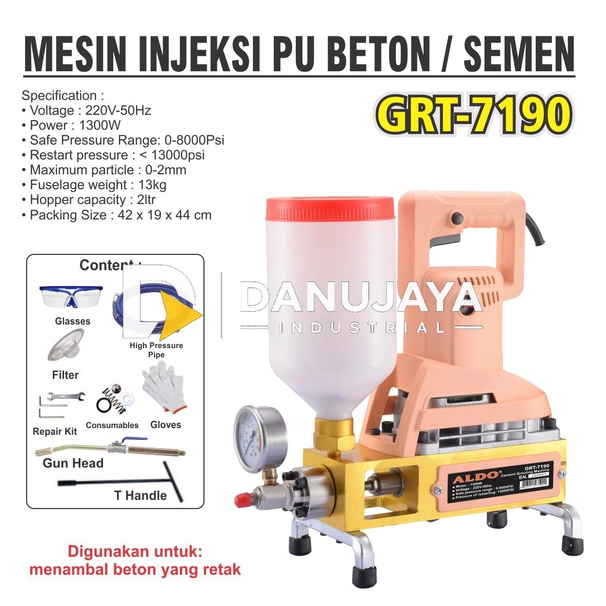 MESIN INJEKSI PU BETON GRT-7190 / POWER DRILL MESIN INJEKSI BETON / MESIN GROUTING BETON / GROUTING MACHINE / MESIN INJEKSI REPARASI BETON RETAK MERK ALDO