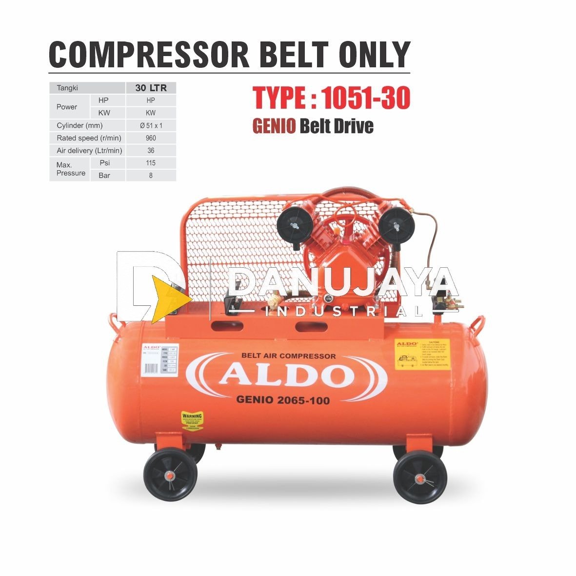 MESIN KOMPRESOR ANGIN / COMPRESOR BELT 1 HP (GENIO 2065-100) ALDO