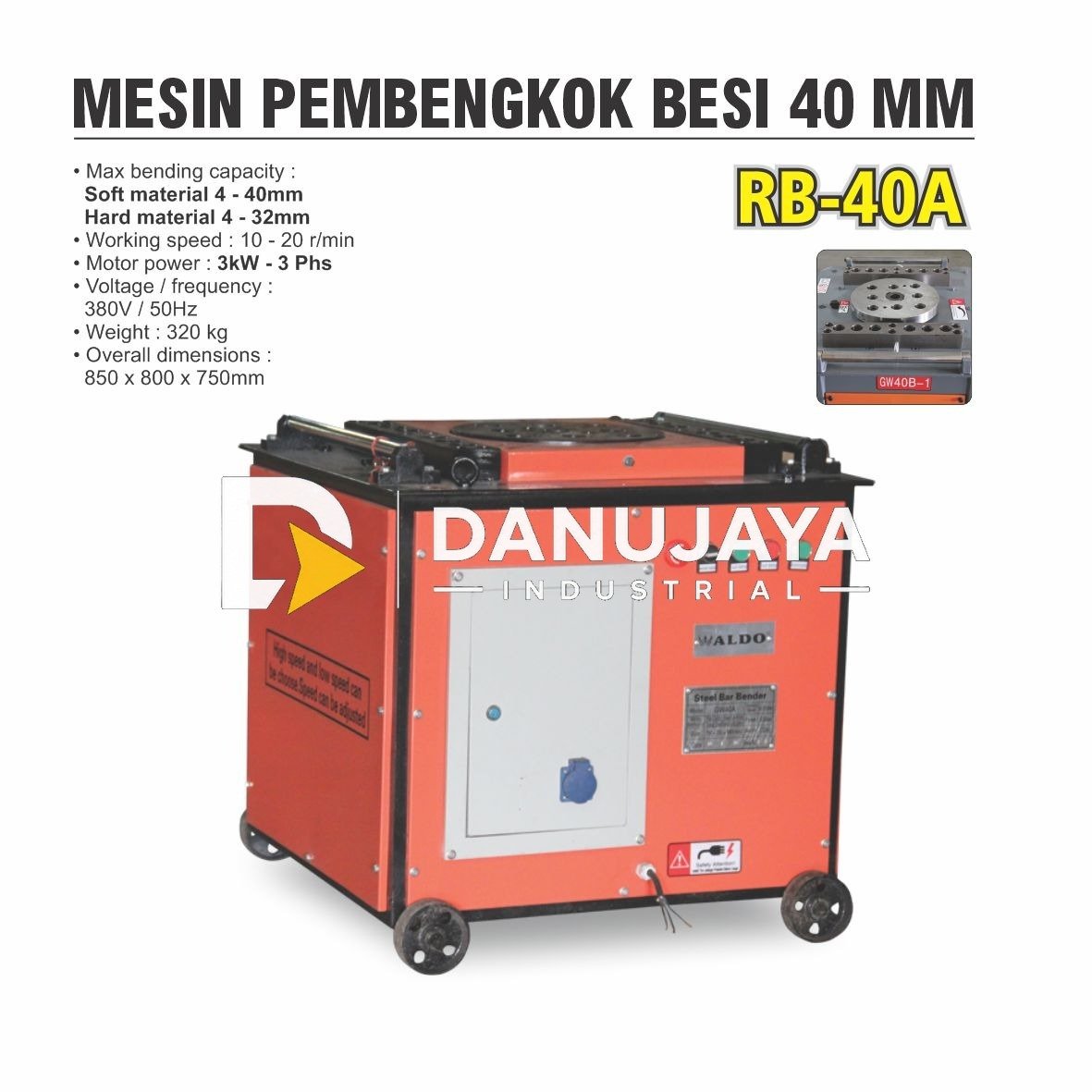 MESIN PEMBENGKOK BESI 40 MM / REBAR BENDER 40 MM GW-45A 3 PHASE / MESIN BENDING MERK ALDO