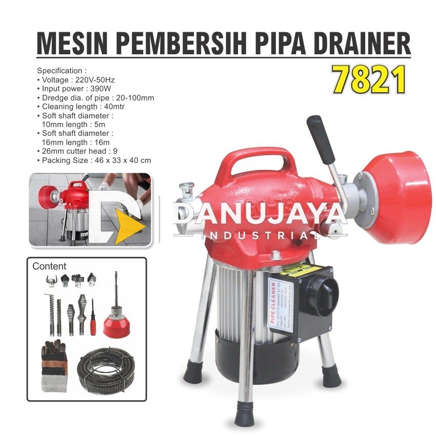 MESIN PEMBERSIH PIPA DRAINER 7821 / ELECTRIC DRAIN CLEANER MERK ALDO