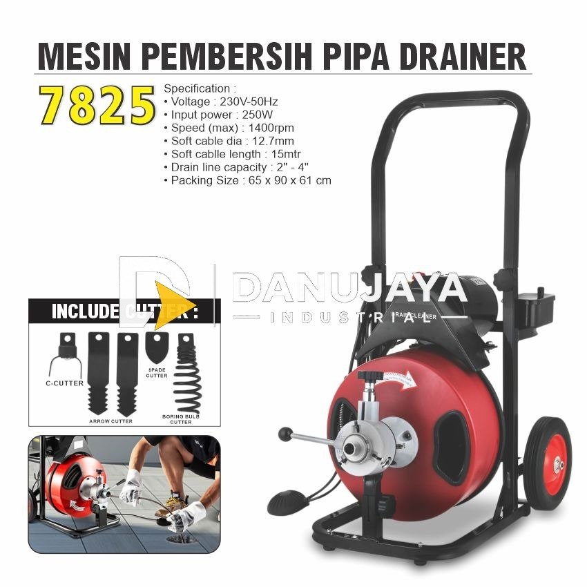 MESIN PEMBERSIH PIPA DRAINER 7825 / ELECTRIC DRAIN CLEANER MERK ALDO