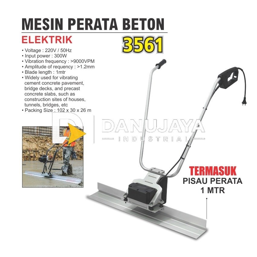 MESIN PERATA BETON ELEKTRIK 3561 + BLADE 1 METER / PERATA COR JALAN SEMEN / CONCRETE SCREED ELECTRIC MERK ALDO