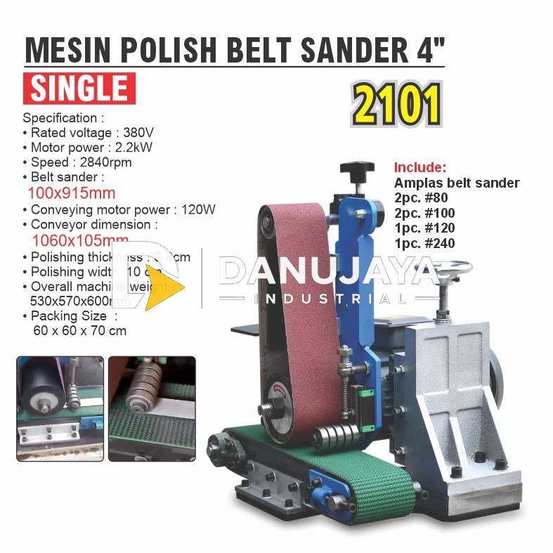 MESIN POLISH BELT SANDER 4" SINGLE 2101 / POLISHING MACHINE SINGLE / MESIN PEMOLES BAJA LOGAM MERK ALDO