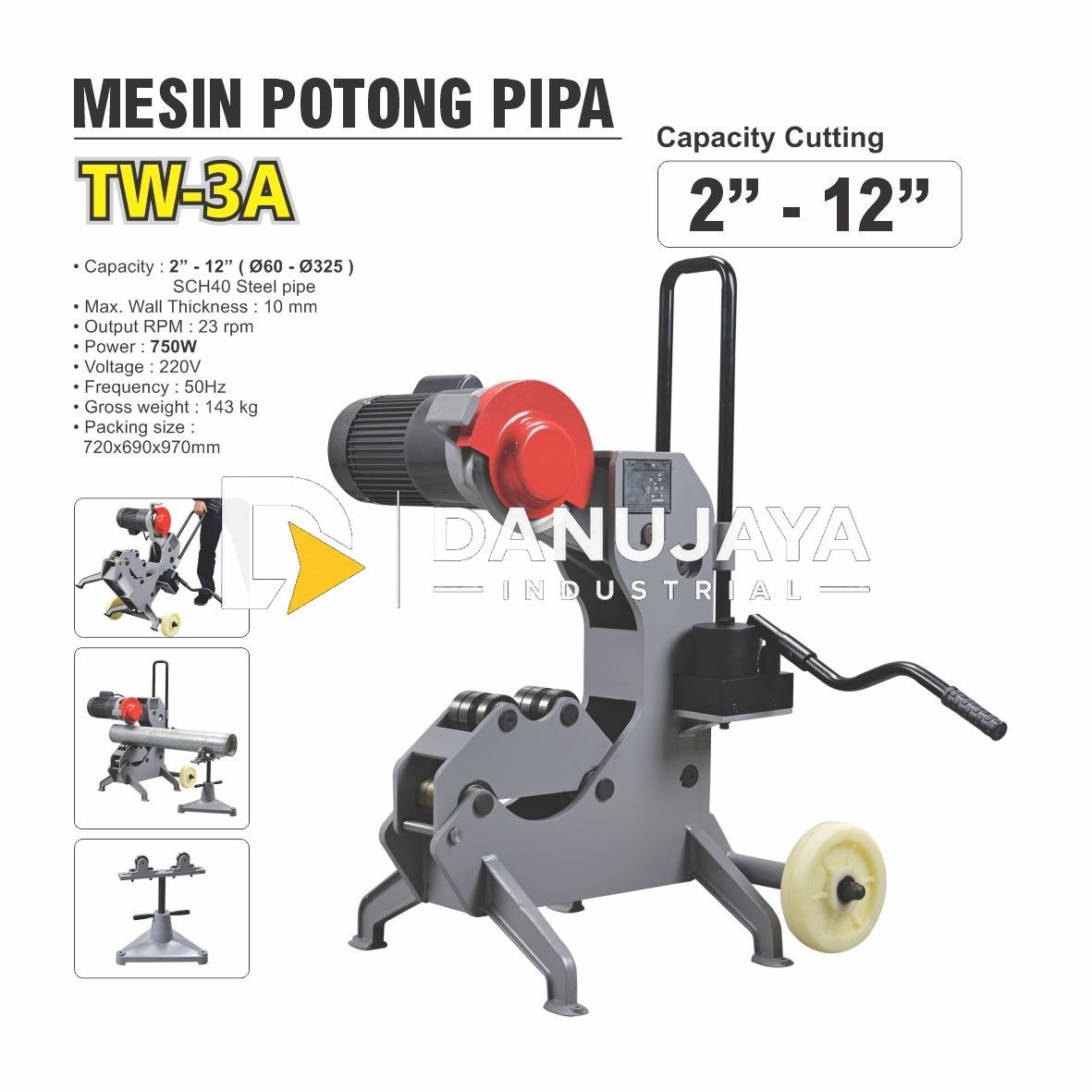 MESIN POTONG PIPA TW -3A / PEMOTONG PIPA / CUTTING PIPE MERK ALDO