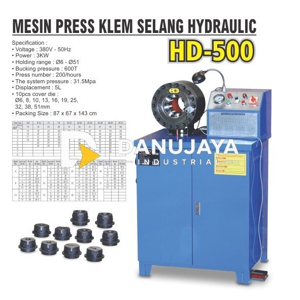MESIN PRESS KLEM SELANG HYDRAULIC HD-500 / HOSE CRIMPING MACHINE / MESIN HOSE PRESS CRIMPING MERK ALDO