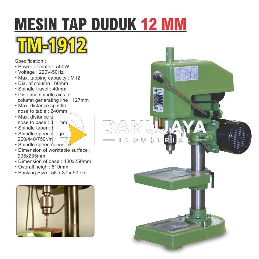 MESIN TAP DUDUK 12 MM TM-1912 / MESIN BOR TAP DUDUK / TAPPING MACHINE MERK ALDO