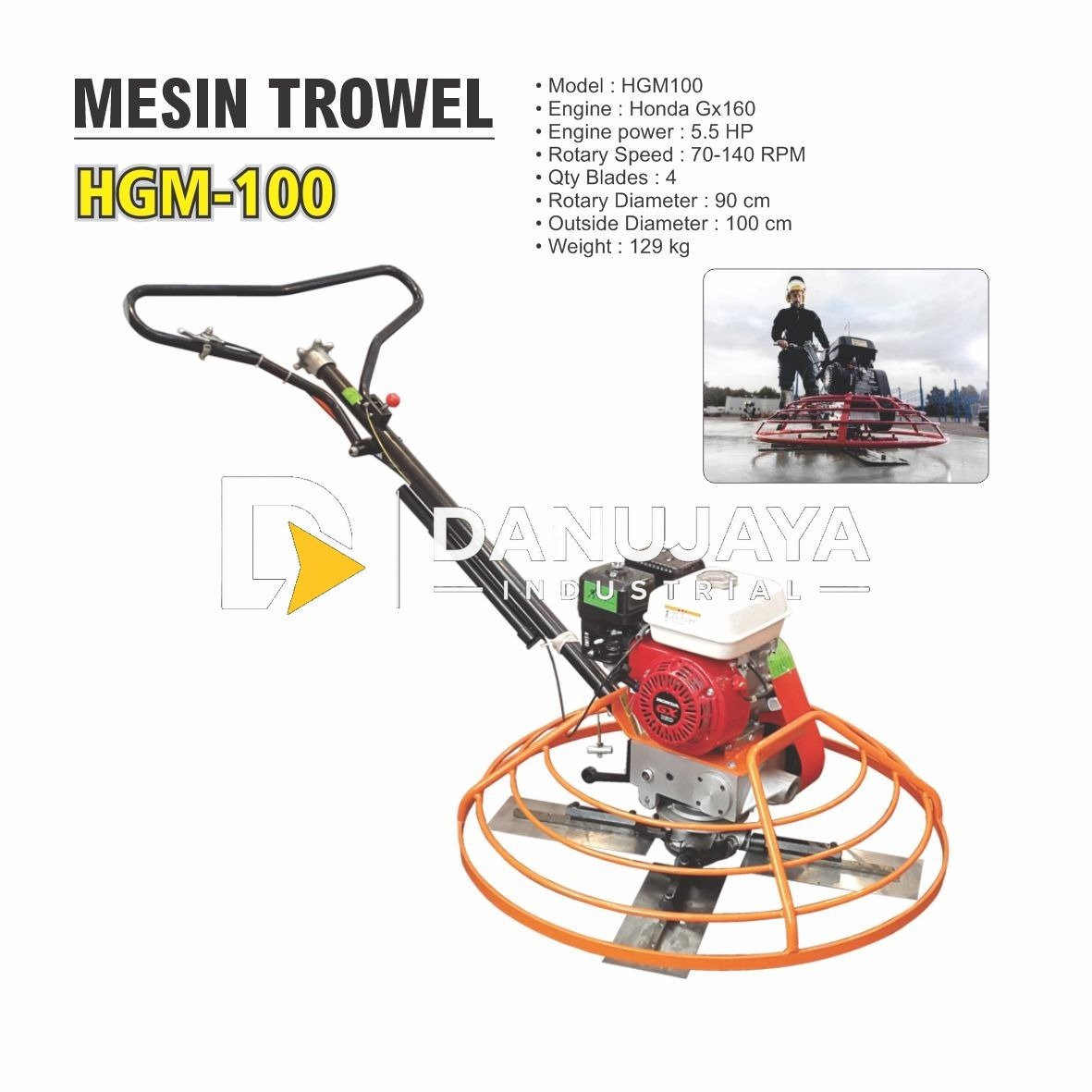 MESIN TROWEL HGM-100 HONDA GX-160 / MESIN PERATA BETON SEMEN MERK ALDO