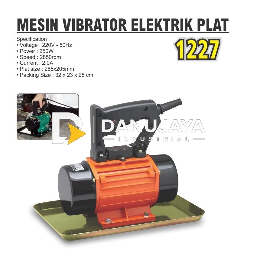 MESIN VIBRATOR ELEKTRIK PLAT 1227 / MESIN PEMADAT BETON MODEL PLAT / PLATE VIBRATION POLISHING MACHINE MERK ALDO