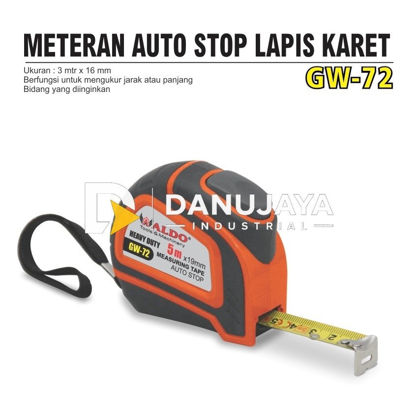 METERAN AUTO STOP LAPIS KARET GW-72 / METERAN TUKANG AUTO LOCK / MEASURING AUTO LOCK ALDO