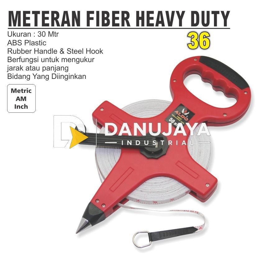 METERAN FIBER HEAVY DUTY TYPE 36 / METERAN TANCAP TANAH / ALAT UKUR TANAH /FIBER MEASURING TAPE ALDO