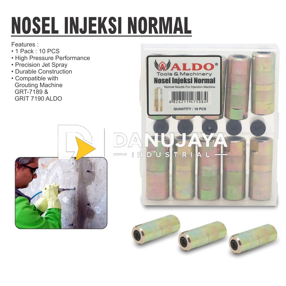 NOSEL INJEKSI NORMAL / NIPPLE INJEKSI BETON / NOZZLE FOR INJECTION MACHINE / NOZZLE MESIN INJEKSI REPARASI BETON