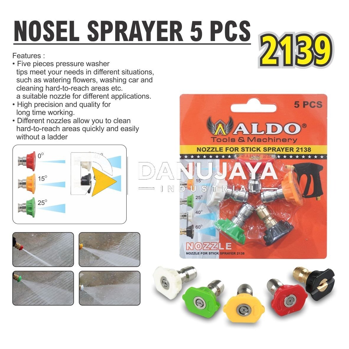 NOSEL SPRAYER 5 PCS 2139 / 5 WARNA SET NOZZLE SPRAYER / KEPALA SEMPROTAN SET 5 WARNA MERK ALDO