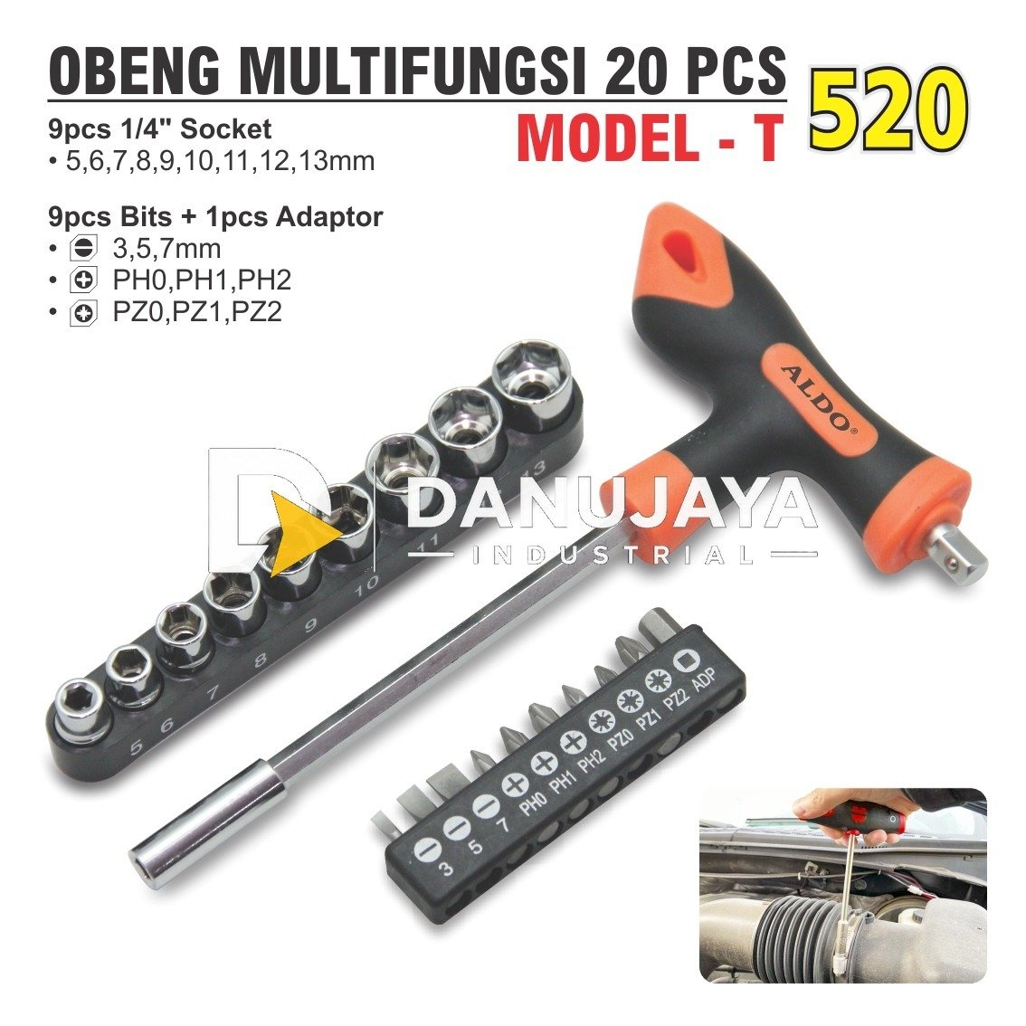 OBENG MULTI FUNGSI 20 PCS MODEL-T TYPE : 520 MERK ALDO