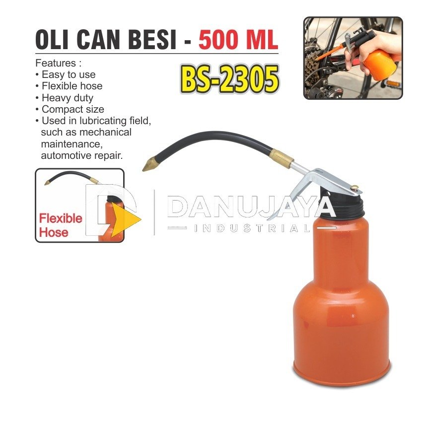 OLI CAN BESI 500 ML BS-2305 / OIL CAN BESI / TEMPAT OLI / BOTOL SEMPROT OLI / OLIKEN / KALENG SEMPROTAN OLI / ALAT SEMPROT OLI MERK ALDO