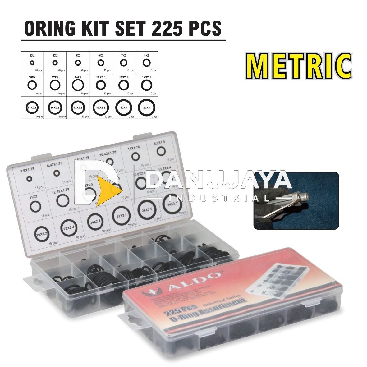 ORING KIT 225 PCS METRIC ( MM )