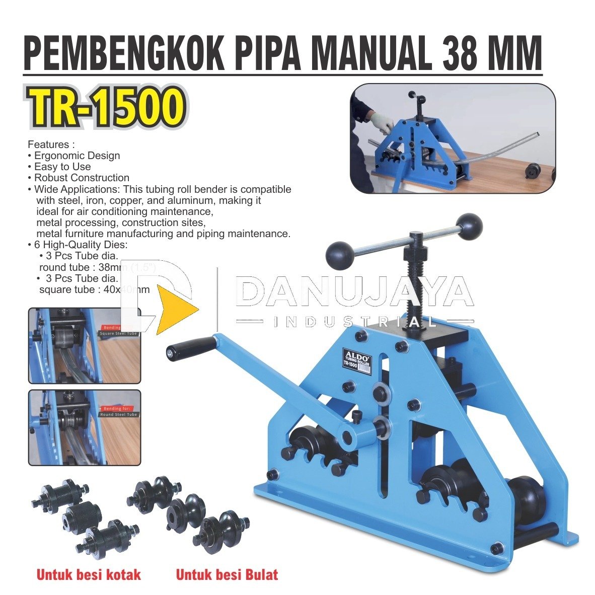 PEMBENGKOK PIPA MANUAL 38MM TR-1500 / TURBING ROLLER / ALAT PEMBENGKOK PIPA MANUAL / ALAT TEKUK BENGKOK PIPA MERK ALDO