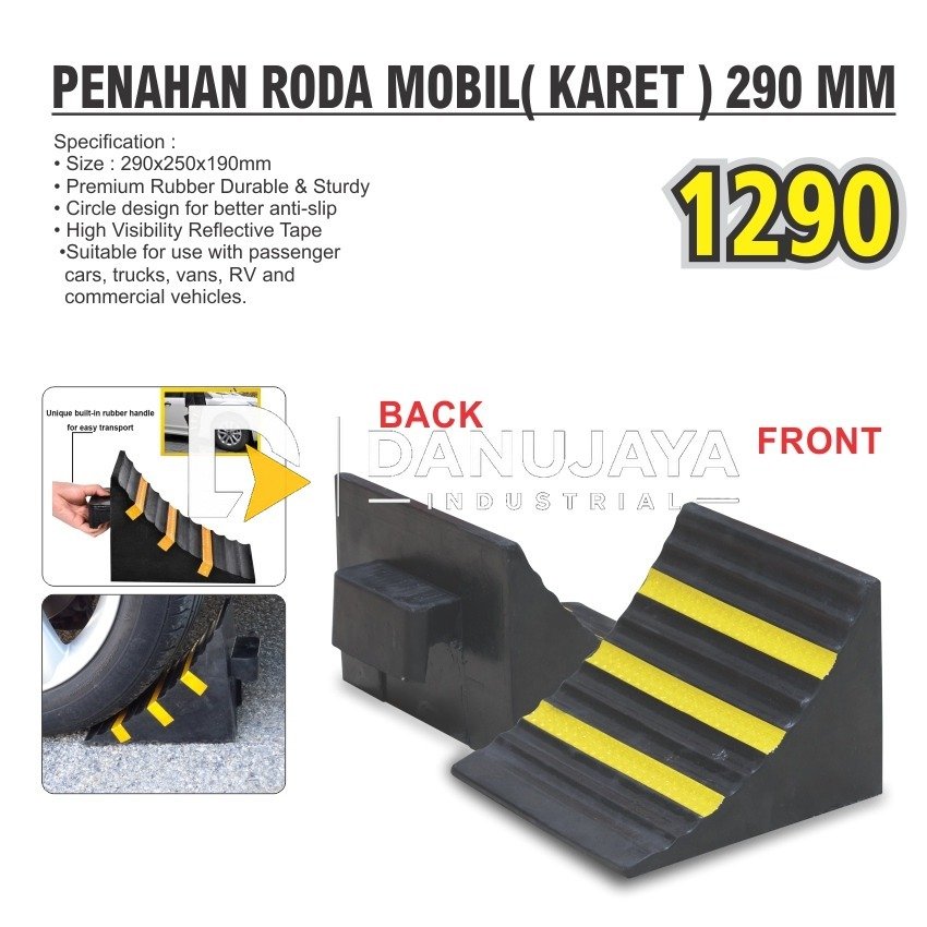 PENAHAN RODA MOBIL ( KARET ) 290MM 1290 / WHEEL CHOCK 290 MM / GANJALAN BAN MOBIL SELIP / KARET GANJALAN BAN MOBIL MERK ALDO