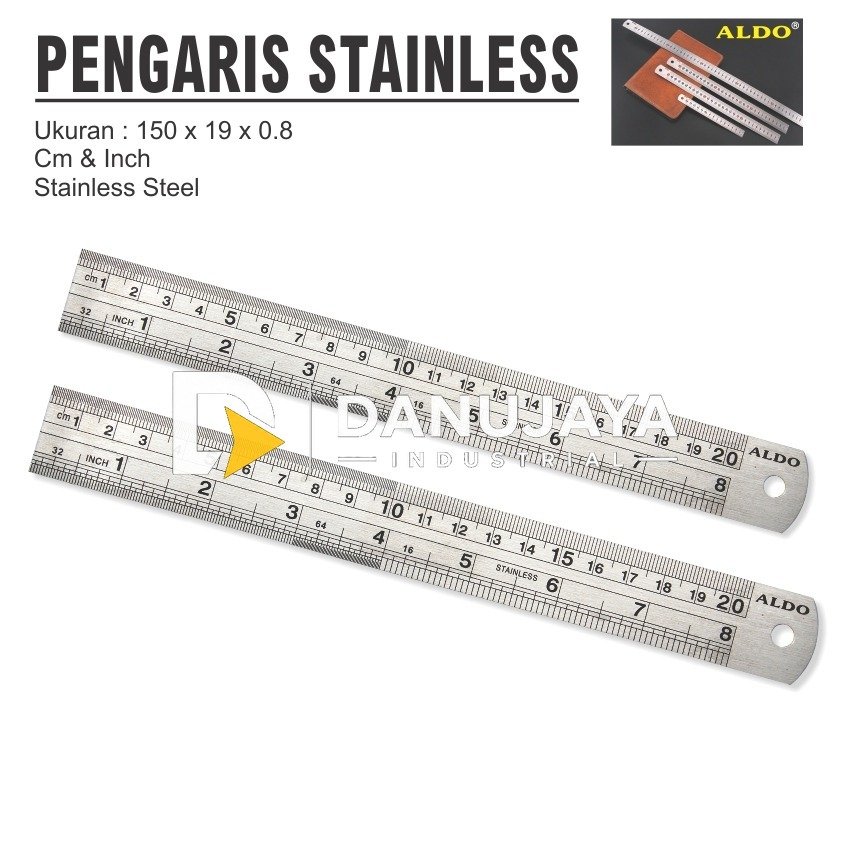 PENGGARIS STAINLESS / STAINLESS RULLER / PENGGARIS BESI MERK ALDO