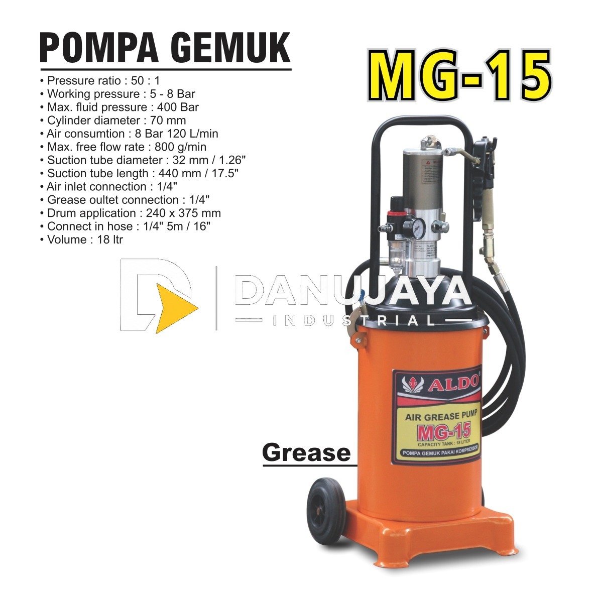 POMPA GEMUK DRUM MG-15 18 LITER / GREASE PUMP MANUAL /HAND GREASE ALDO