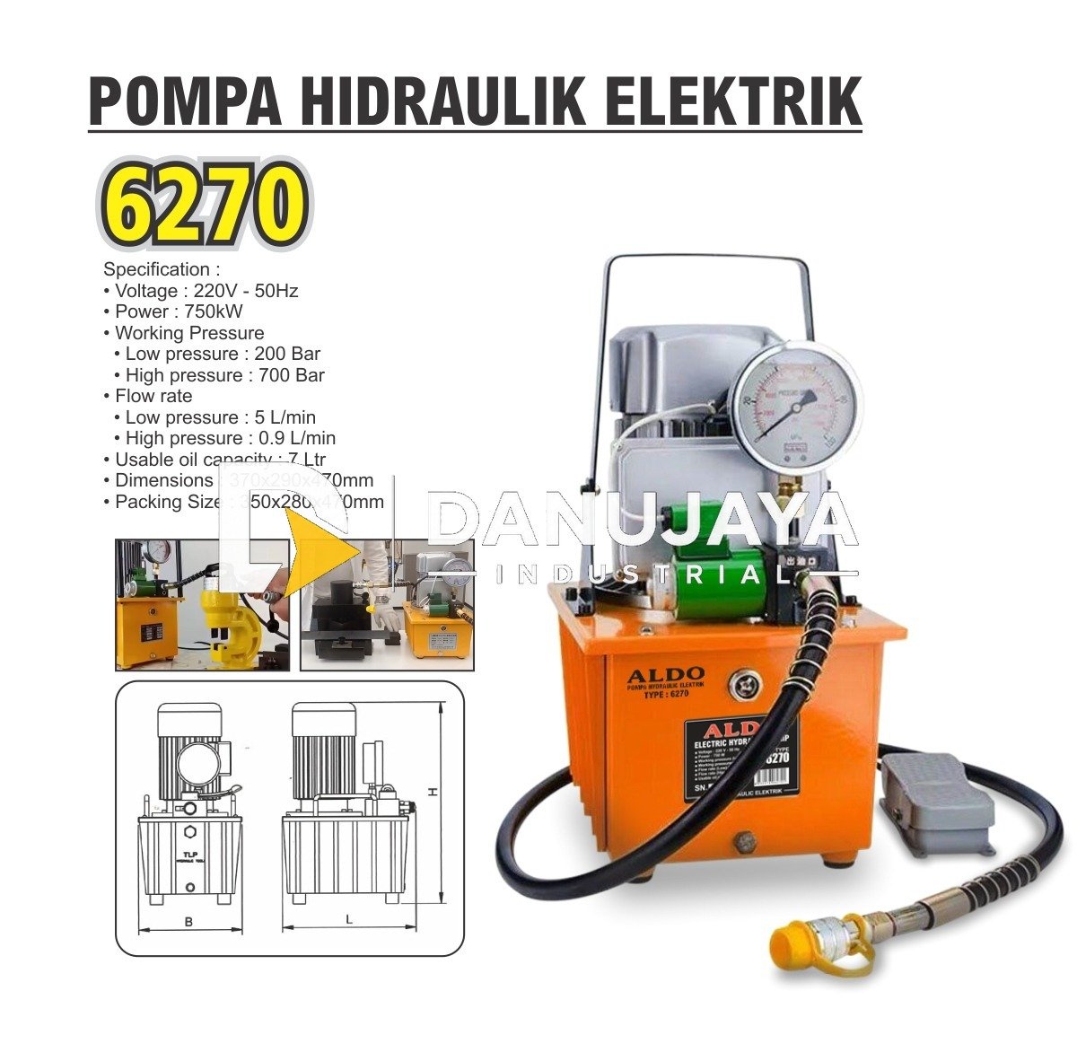 POMPA HIDRAULIK ELEKTRIK 6270 / ELECTRIC HYDRAULIC PUMP / MESIN POMPA HIDROLIK ELEKTRIK MERK ALDO