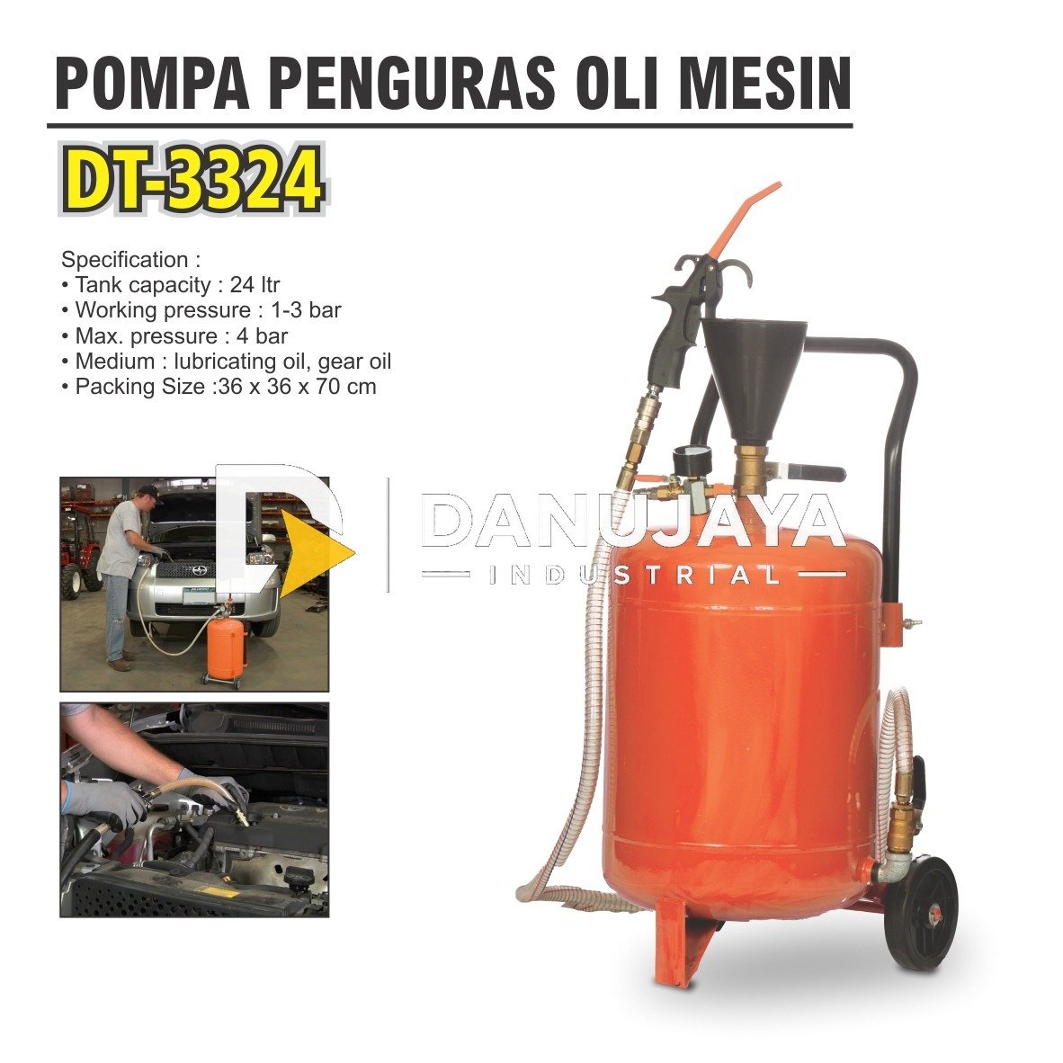 POMPA PENGURAS OLI MESIN DT-3324 / MESIN POMPA SEDOT OLI / MULTIFUNCTION OIL DRAINER AND SUCTION MERK ALDO