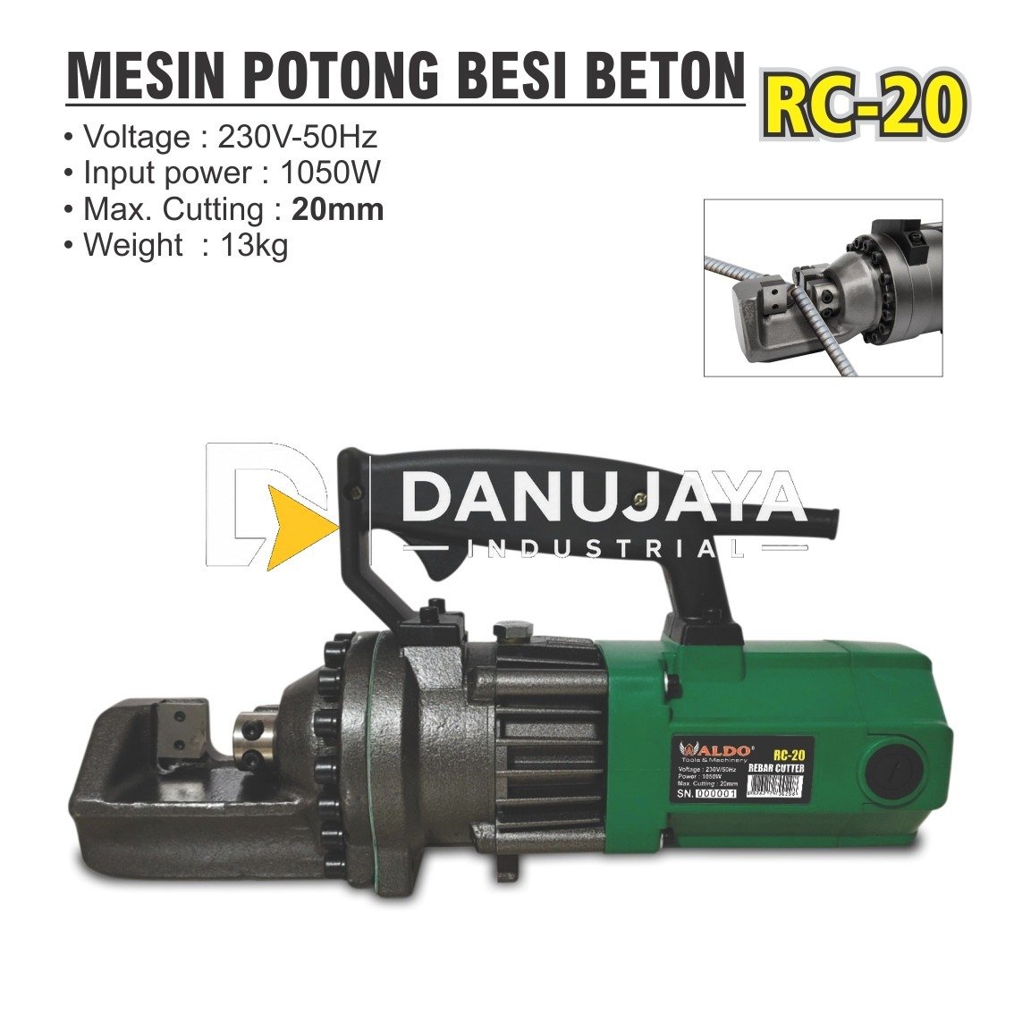 REBAR CUTTER / MESIN POTONG BESI BETON 20 MM TYPE : RC-20 ALDO