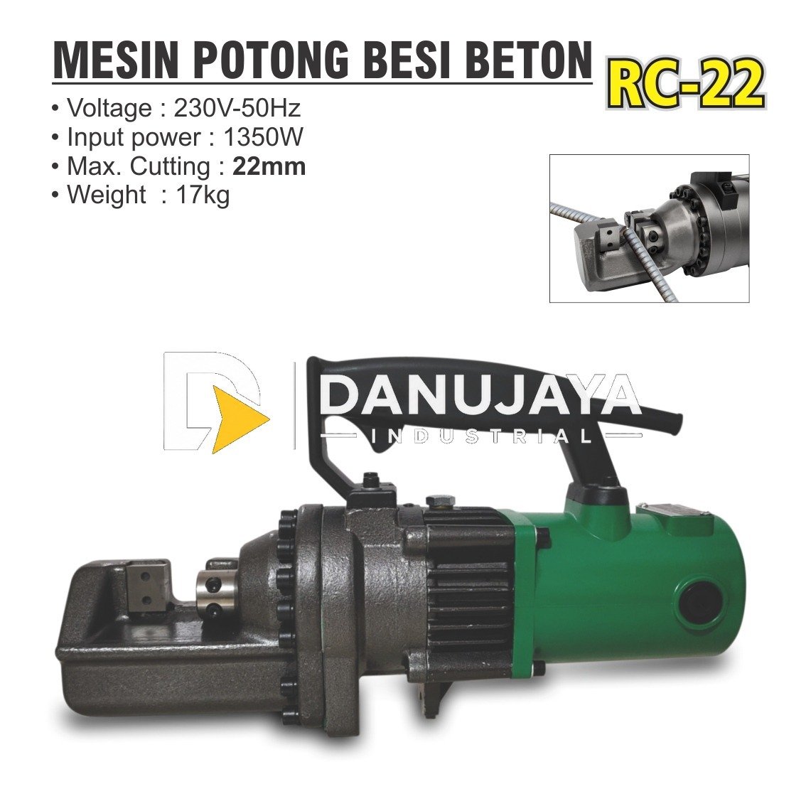 REBAR CUTTER / MESIN POTONG BESI BETON 22 MM TYPE : RC-22 ALDO