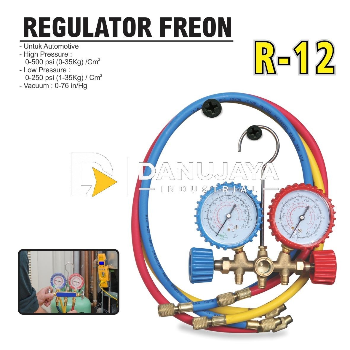 REGULATOR FREON R-12 UNTUK AUTOMOTIVE / ALAT UKUR TEKANAN FREON / MANIFOLD MERK ALDO
