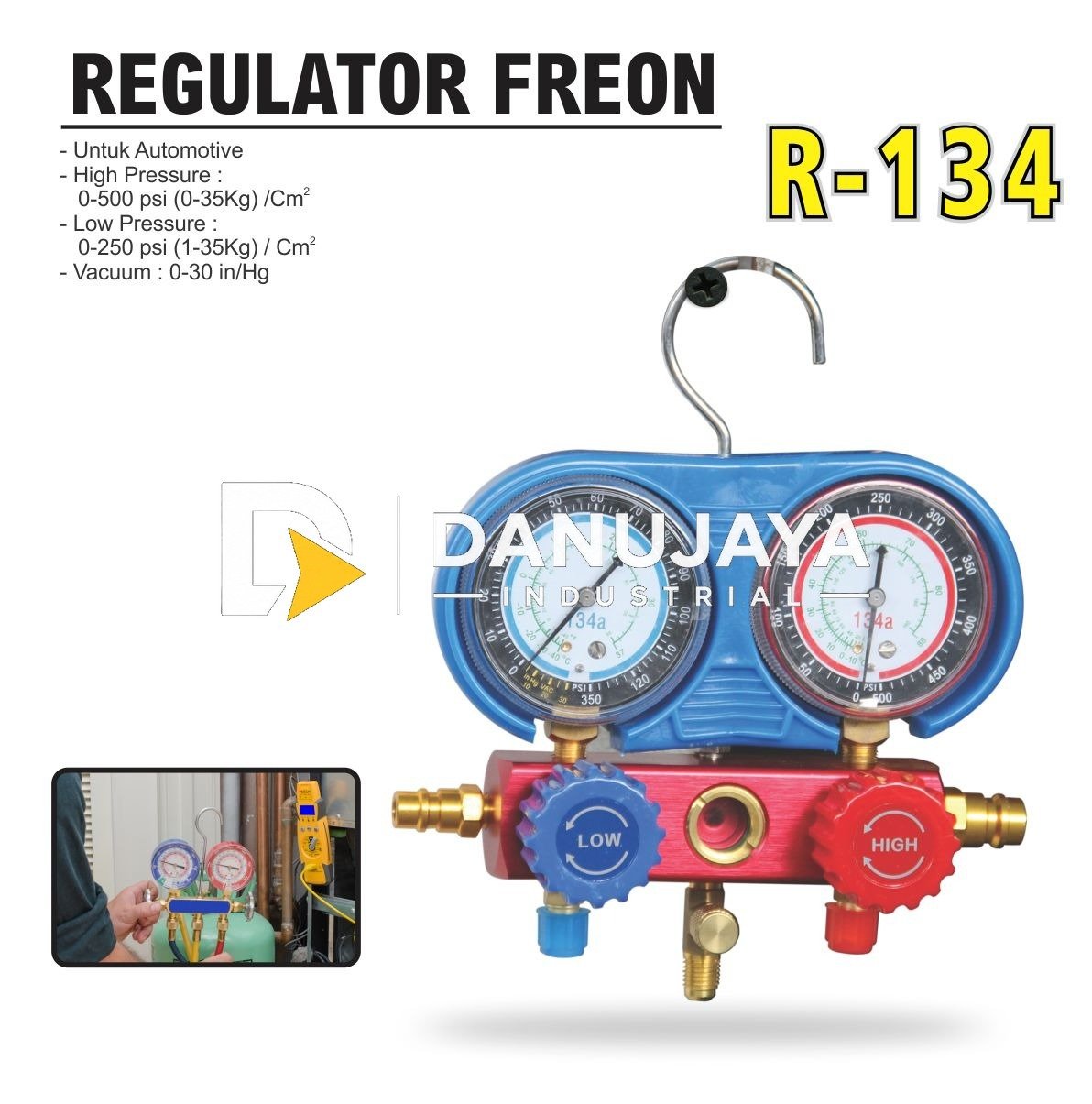 REGULATOR FREON R-134 UNTUK AUTOMOTIVE / ALAT UKUR TEKANAN FREON / MANIFOLD MERK ALDO