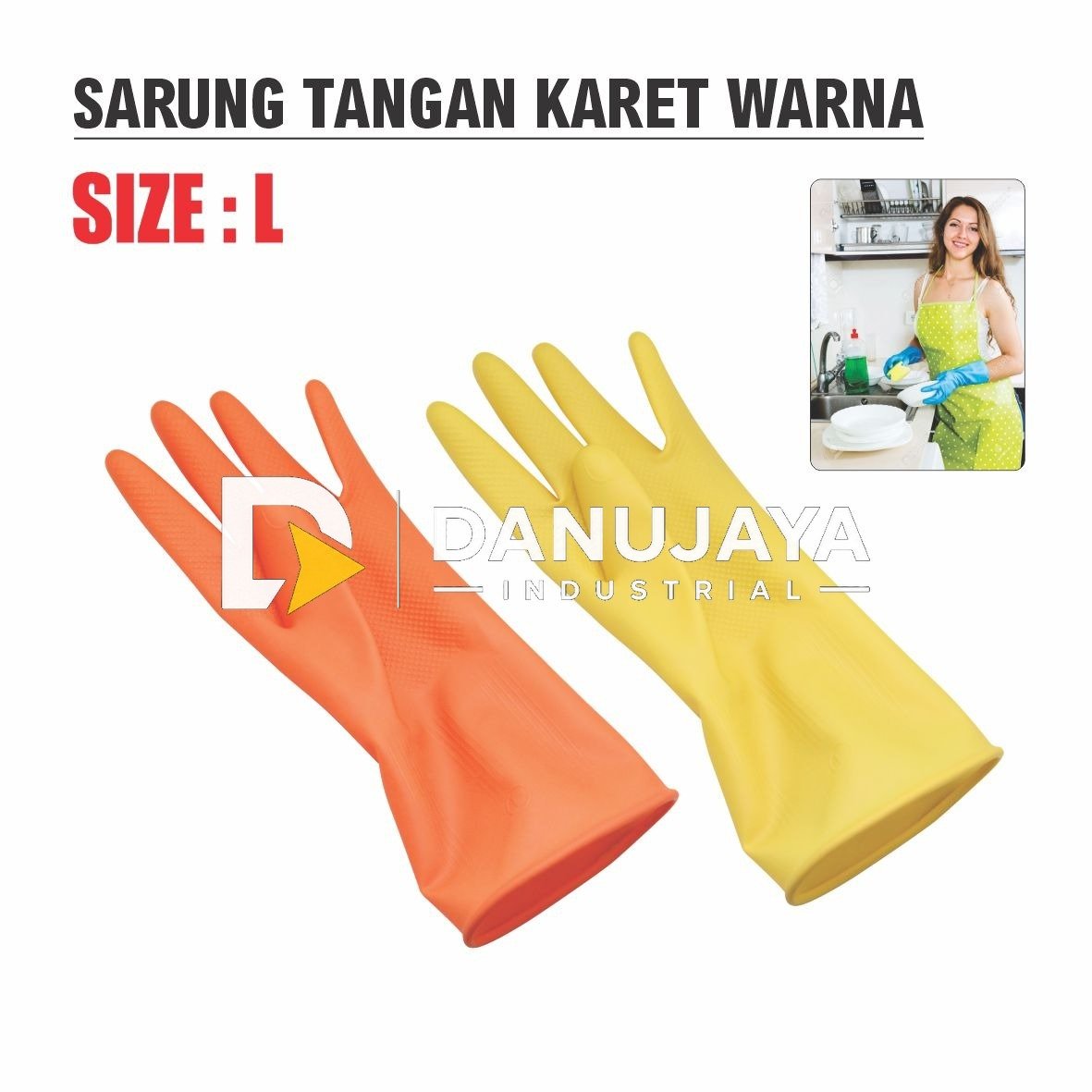 SARUNG TANGAN KARET WARNA KUNING / LATEX HOUSEHOLD GLOVE MERK ALDO