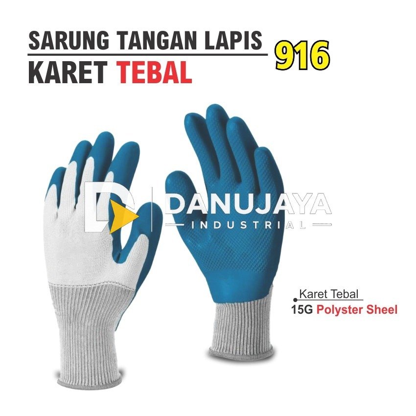 SARUNG TANGAN LAPIS KARET TEBAL 916 / SAFETY GLOVE / MERK ALDO