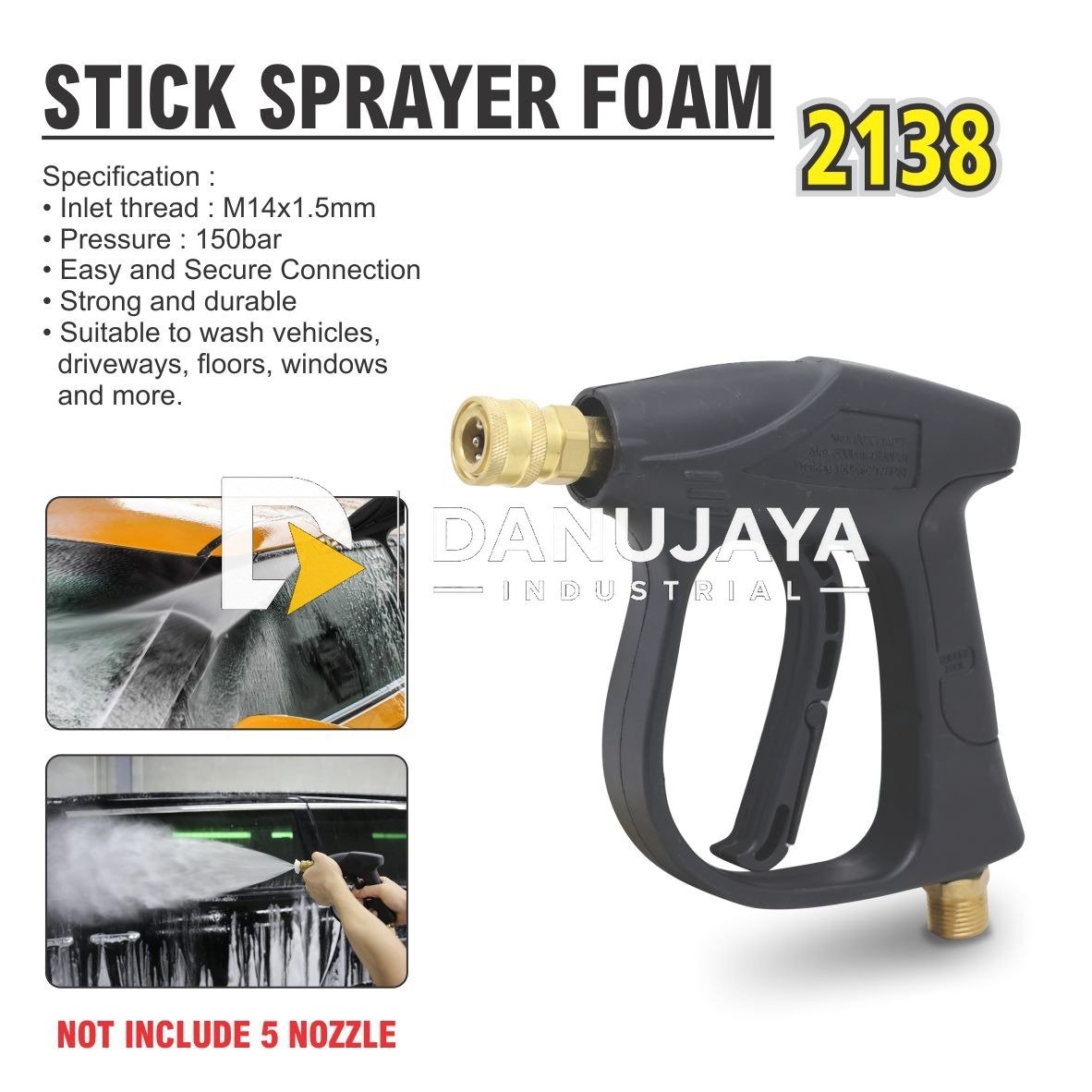 STICK SPRAYER FOAM 2138 / STIK GAGANG TEMBAKAN PISTOL CUCI MOTOR MOBIL / HIGH PRESSURE FOAM GUN / PISTOL SEMPROT JET CLEANER MERK ALDO