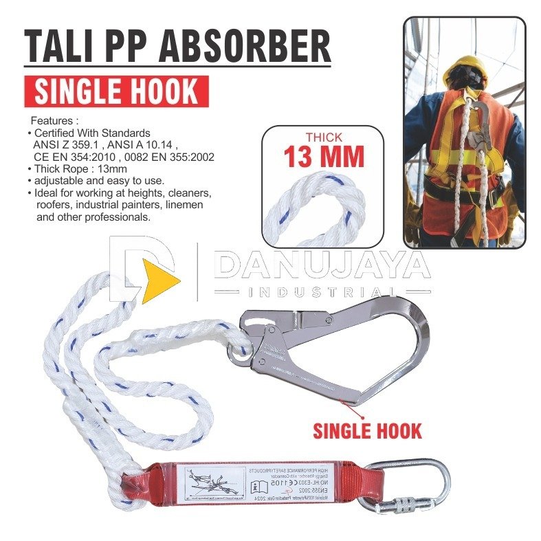 TALI PP ABSORBER SAFETY HARNESS / SOCK ABSORBER LANYARD / ROPE LANYARD / TALI PENGAMAN SHOCK ABSORBER MERK ALDO