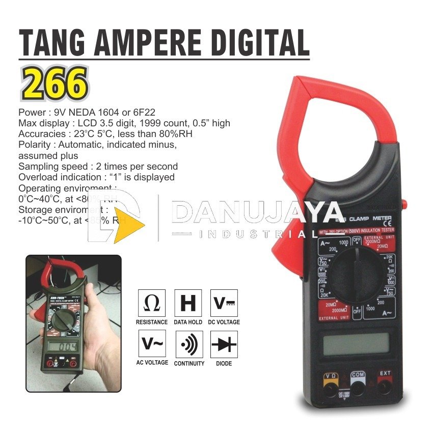TANG AMPERE DIGITAL 266 / CLAMP AMPER / ALAT UKUR KETEGANGAN LISTRIK ALDO