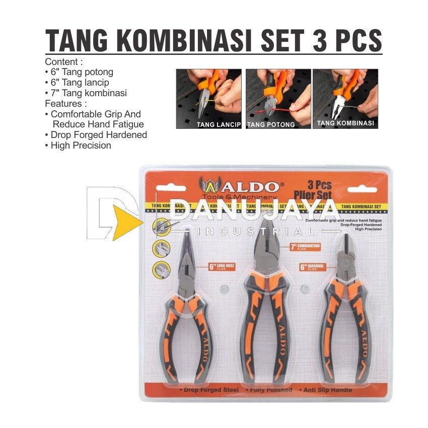 TANG BUAYA MINI 3 PCS 5" 3503 / TANG BUAYA SET / MINI LOCKING PLIER / TANG JEPIT SERBAGUNA SET MERK ALDO