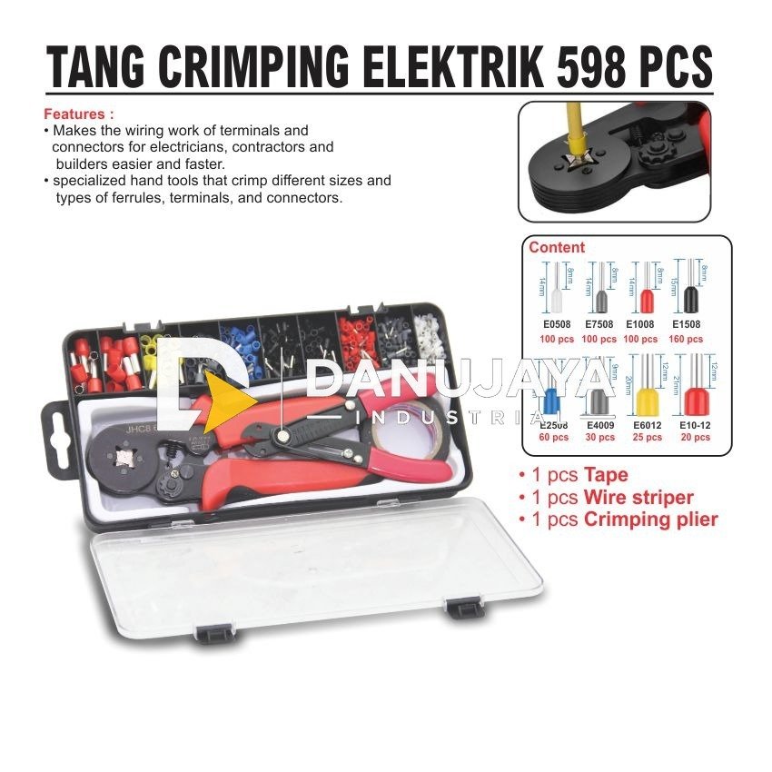 TANG CRIMPING ELECTRIC 598 PCS / PENGUPAS KULIT KABEL / TANG LISTRIK