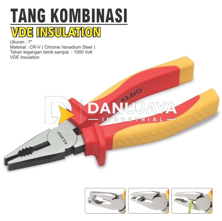 TANG KOMBINASI VDE INSULATION UKURAN : 8" MERK ALDO