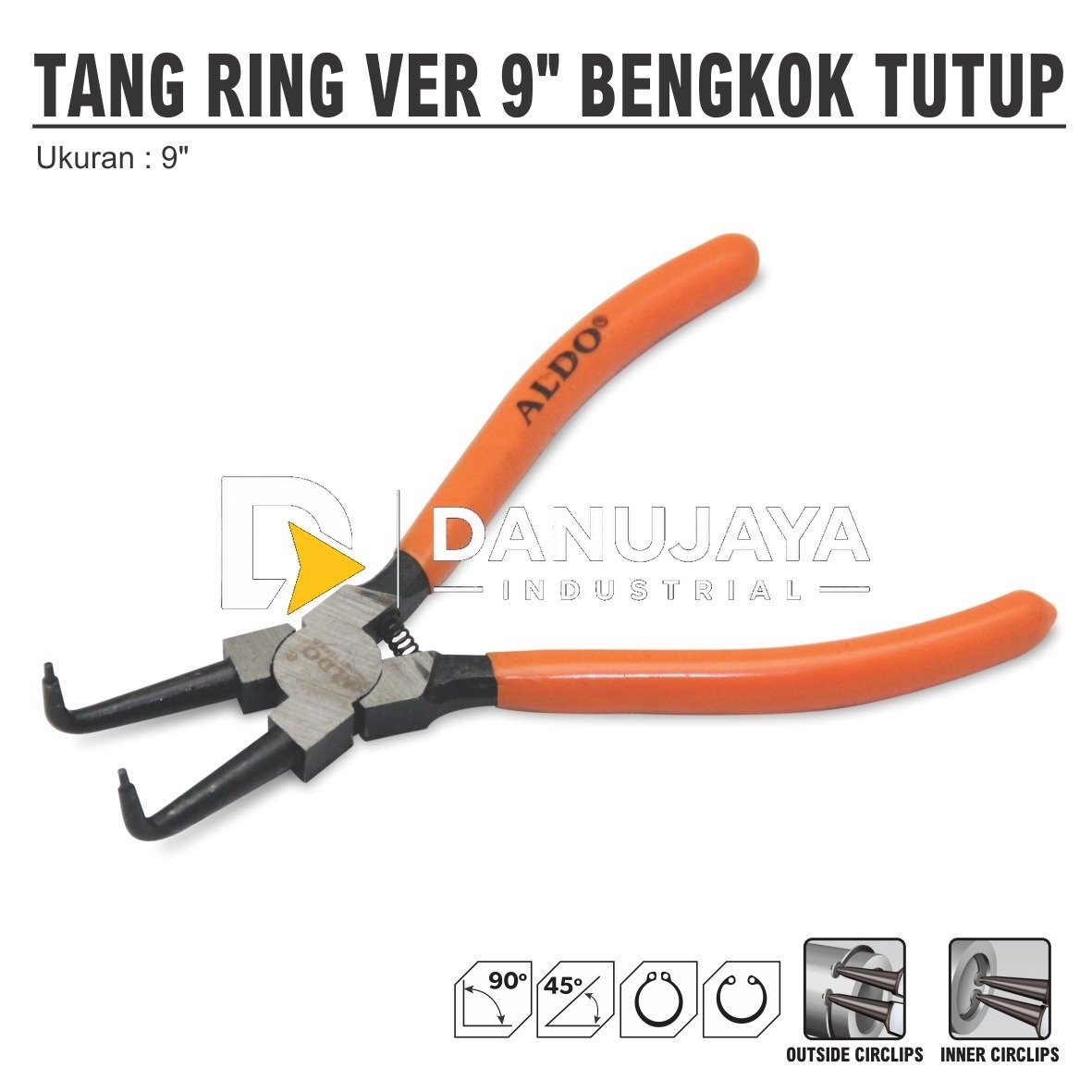 TANG RING VER BENGKOK TUTUP UKURAN 7" / TANG SNAP RING BENGKOK TUTUP / CIRCLIP PLIER INTERNAL BENT ALDO