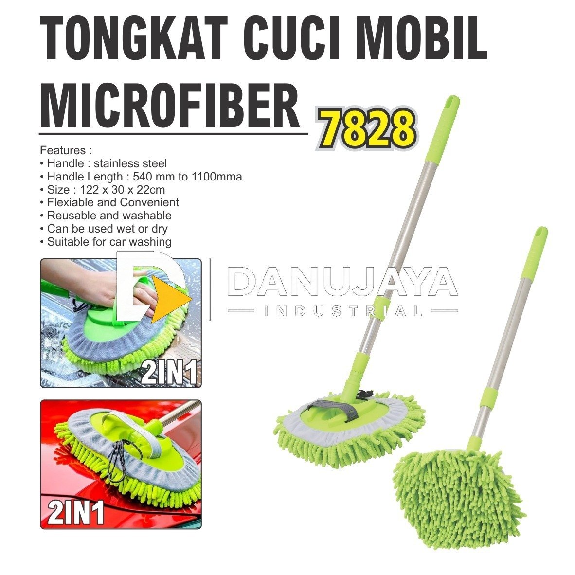 TONGKAT CUCI MOBIL MICROFIBER 7828 / CAR WASH MOP / GAGANG TONGKAT CUCI MOBIL / ALAT BANTU TANGAN CUCI MOBIL MERK ALDO