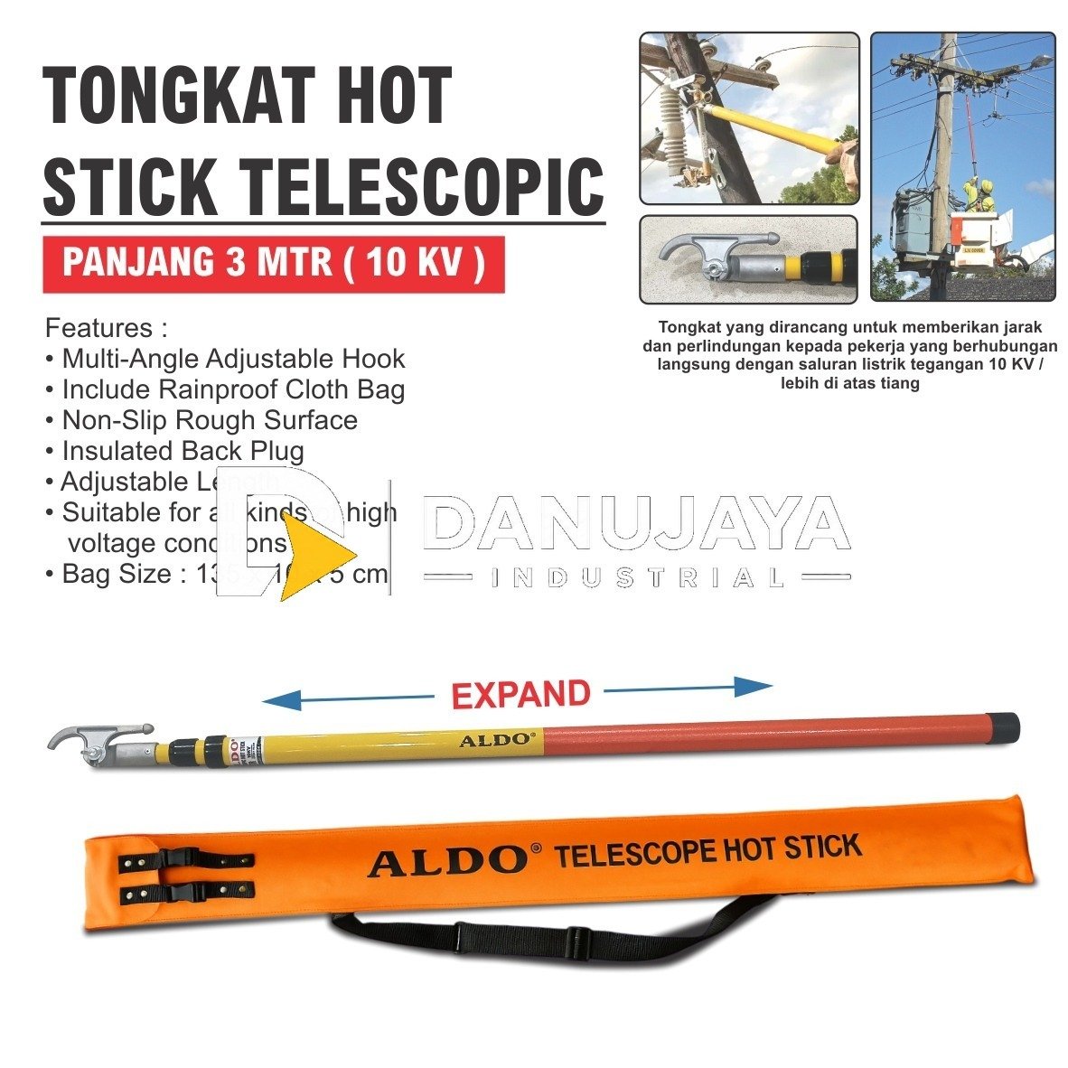 TONGKAT HOT STICK TELESCOPIC / STICK PLN / TELESCOPIC HOT STICK / TAKEL STICK MERK ALDO