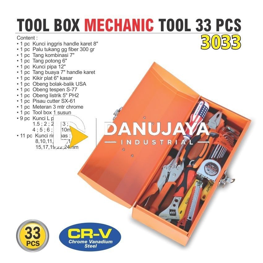 TOOL BOX MECHANIC TOOLS 33 PCS 3033 / KUNCI PERKAKAS MERK ALDO
