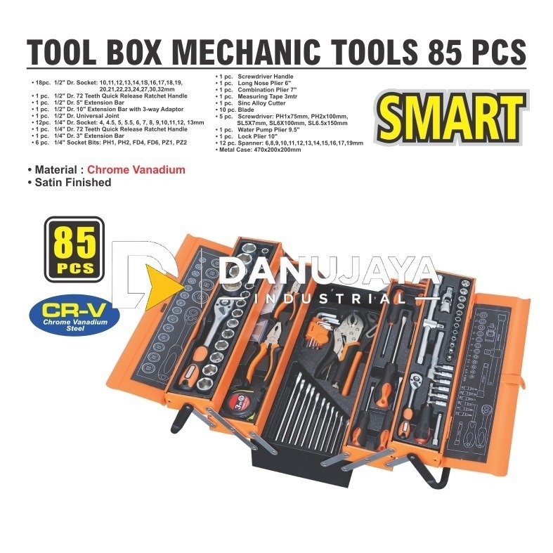 TOOL BOX MECHANIC TOOLS 85 PCS 3085 / KUNCI PERKAKAS MERK ALDO