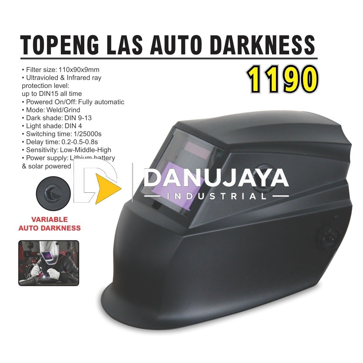 TOPENG LAS AUTO DARKNESS 1190 / HELM LAS / WELDING HELMET ALDO