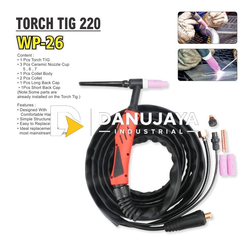 TORCH TIG 220 ( WP-26) / STANG LAS ARGON TIG / TIG WELDING TORCH MERK ALDO