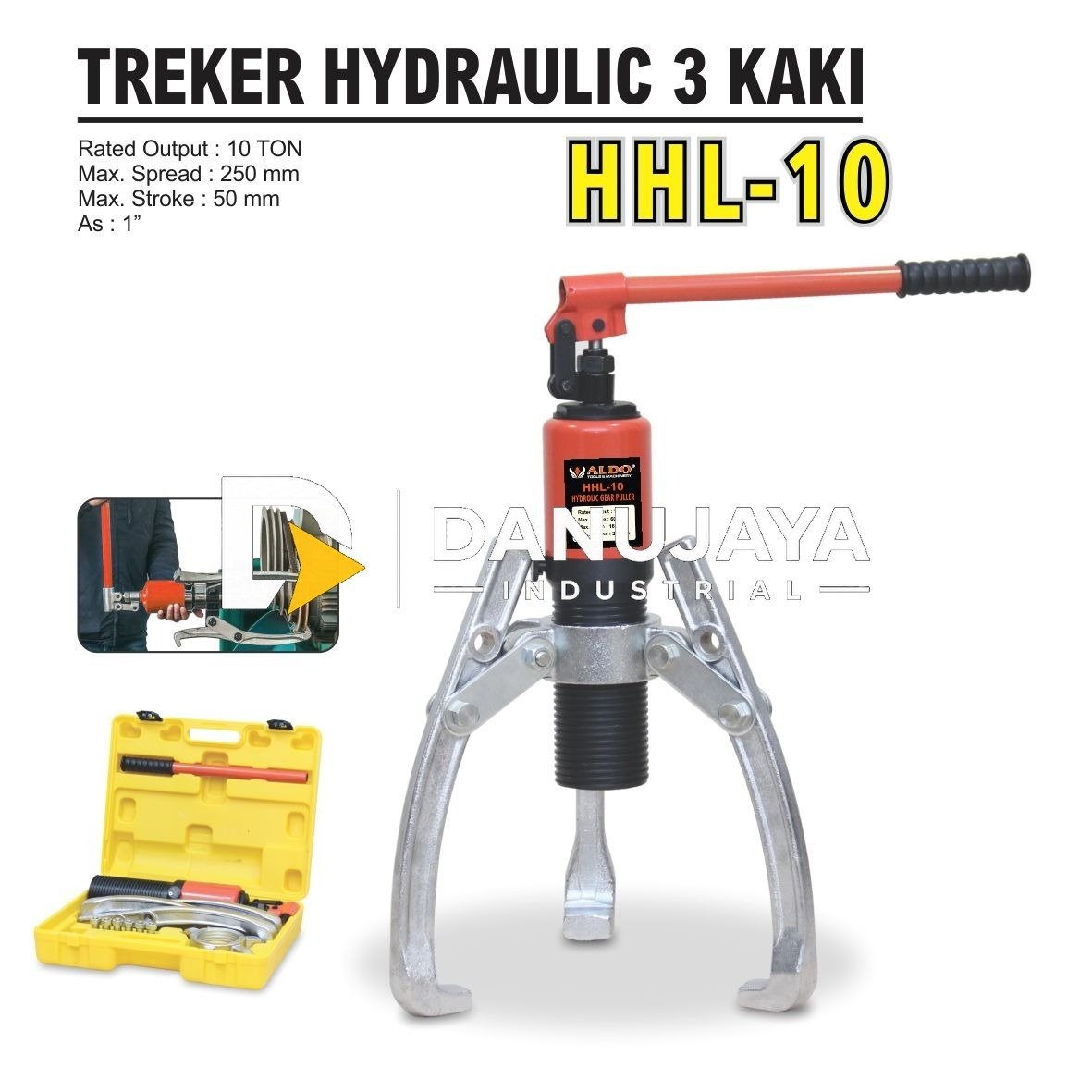 TREKER HYDRAULIC 3 KAKI HHL - 10 / HYDRAULIC GEAR PULLER MERK ALDO