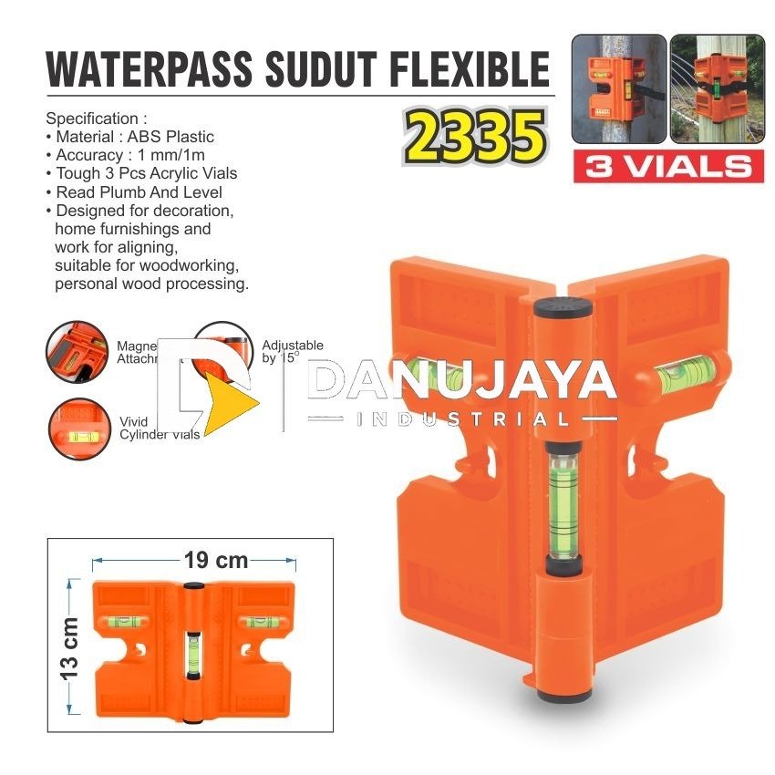 WATERPASS SUDUT FLEXIBLE 2335 / POST LEVEL 3 VIALS / ALAT UKUR PIPA PENGGARIS SUDUT LIPAT 270 DERAJAT MERK ALDO