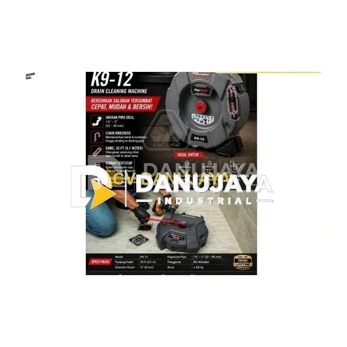 RIDGID K9-12 FlexShaft Mesin Pembersih Saluran Drain Cleaning Machine Portable 30FT Alat Buka Sumbatan Pipa Profesional