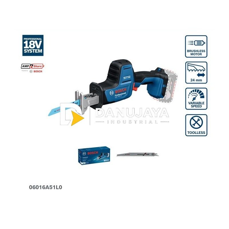 BOSCH PRO GSA 18V-24 Gergaji Sabre Tanpa Kabel 18V | Cordless Reciprocating Saw - 06016A51L0